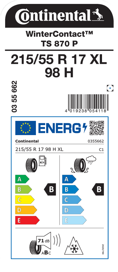 Continental WinterContact TS 870 P 215 / 55 R 17 98 H