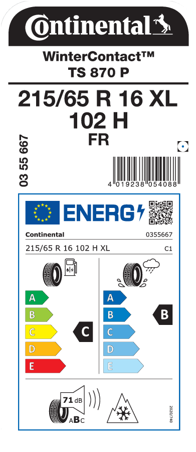 Continental WinterContact TS 870 P 215 / 65 R 16 102 H