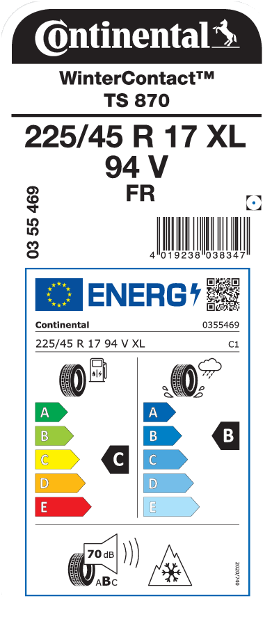 Continental WinterContact TS 870 225 / 45 R 17 94 V