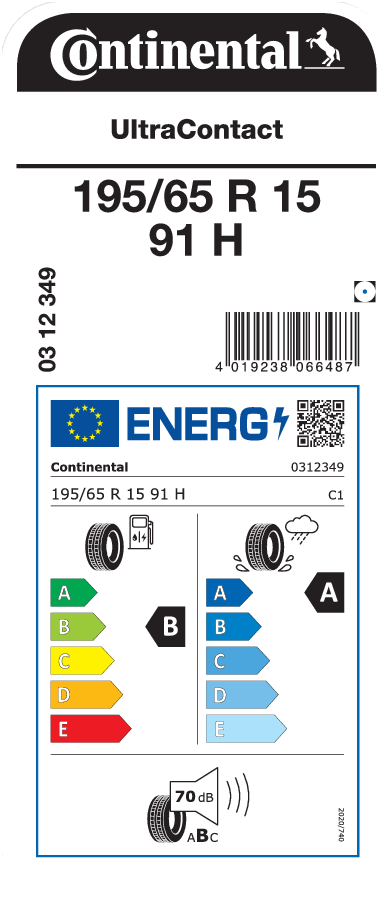 Continental UltraContact 195 / 65 R 15 91 H