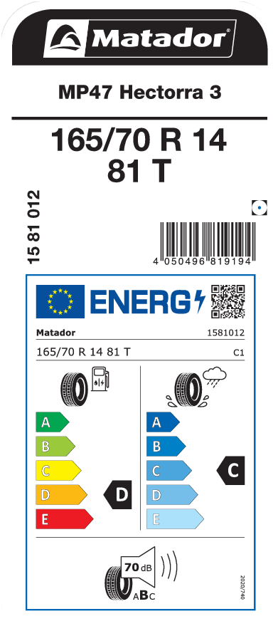 Matador MP47 Hectorra 3 165 / 70 R 14 81 T