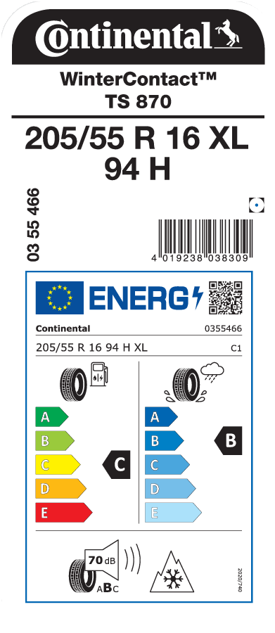Continental WinterContact TS 870 205 / 55 R 16 94 H
